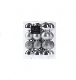 Boules de Noël argentées 24pcs - - fin