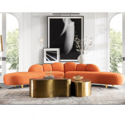 Set de 2 sofas orange en tissu