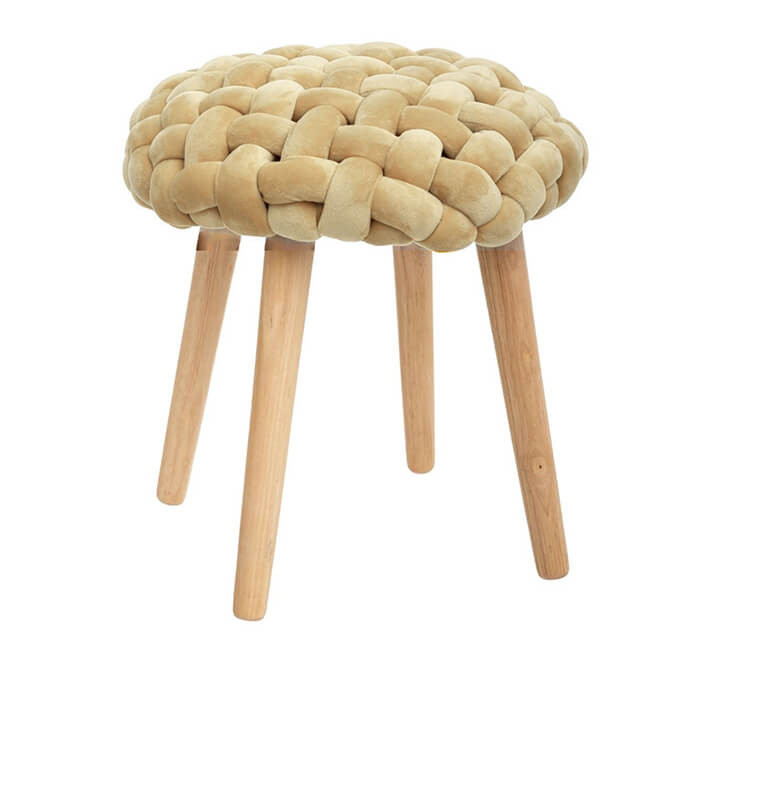 Tabouret tricot velours camel pied en bois 40x45cm | Poufs, tabourets & tables , Dakar, Sénégal