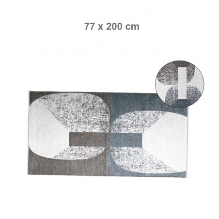 Tapis réversible 77x200cm 65%coton et 35% polyester bleu et gris