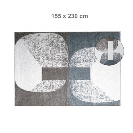 Tapis réversible 155x230cm 65%coton et 35% polyester bleu et gris