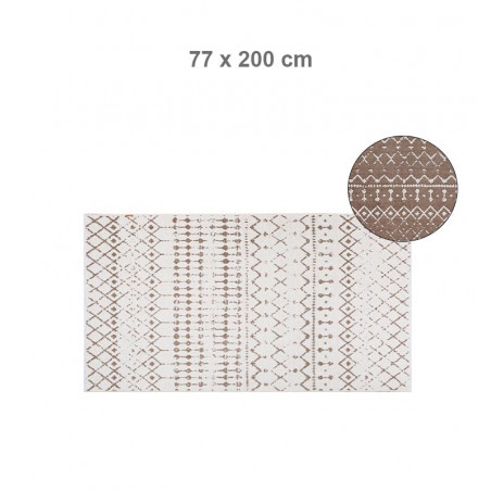 Tapis réversible 77x200cm 65%coton et 35% polyester marron et beige