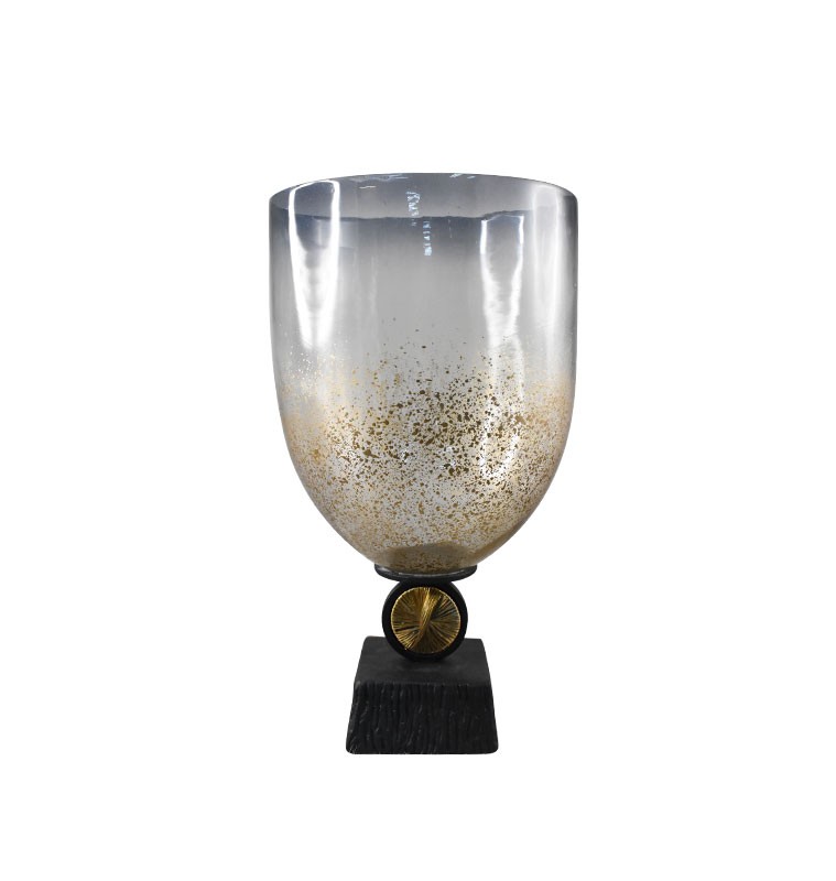  Vase  or gravier sur base noire