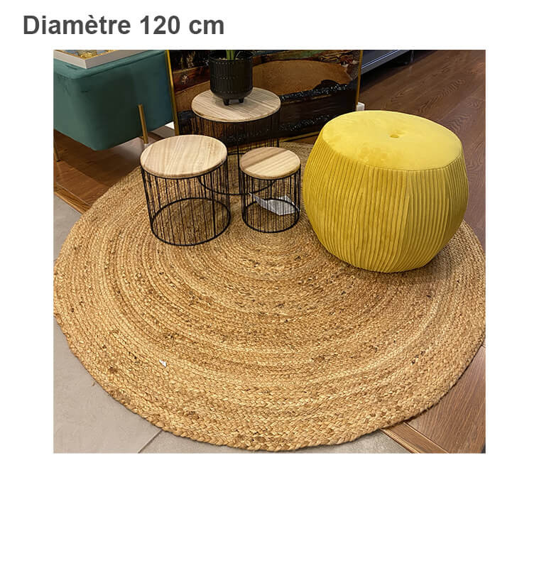 Tapis déco en jute naturel 120 cm | Tapis décoratifs , Dakar, Sénégal