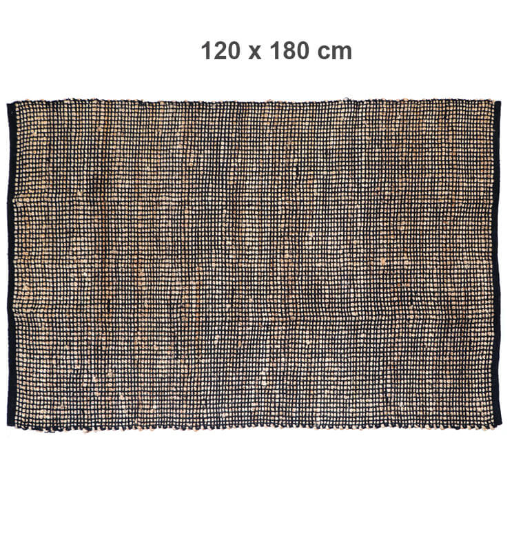 Tapis déco en jute et coton noir et naturel 120X180cm | Tapis décoratifs , Dakar, Sénégal