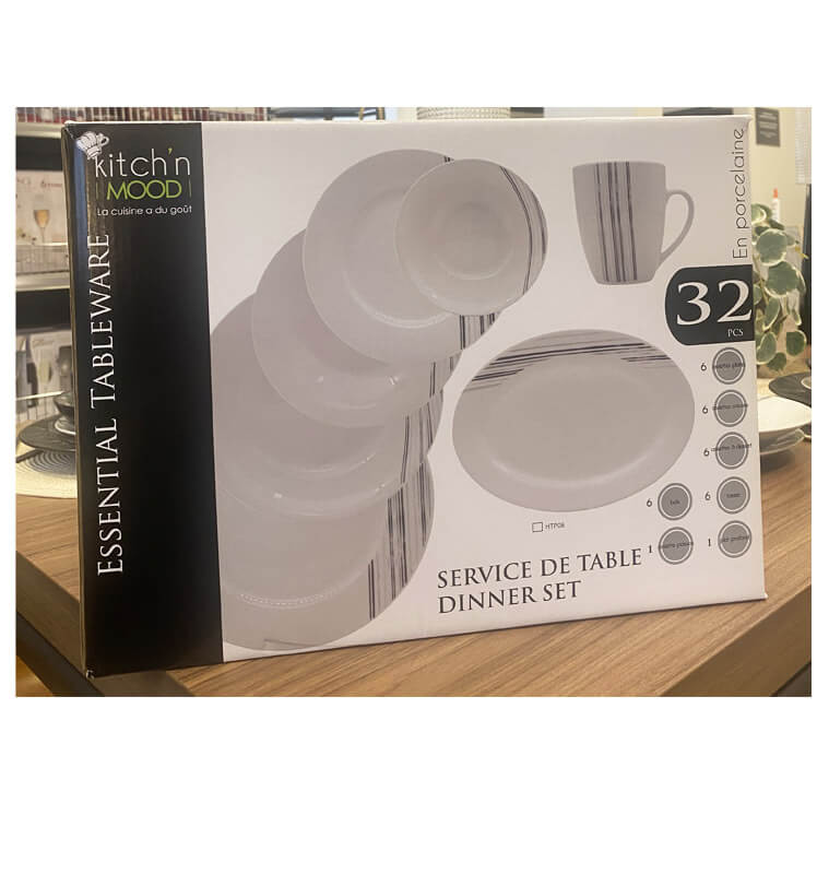 Coffret d'assiettes + mugs en porcelaine design marbre - 32 pièces | Assiettes & coffrets d'assiettes | 55 000 FCFA , dakar, ...