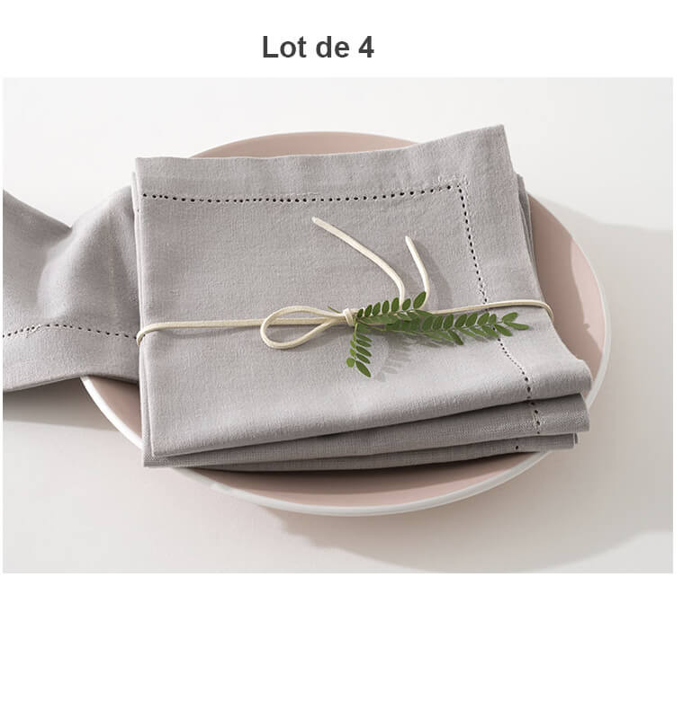 Serviette de table gris clair "Chambray" en coton - Lot de 4 | Nappes & serviettes de table | 5 400 CFA , dakar, Sénégal