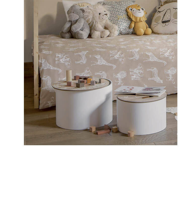 Table gigogne ronde coffre enfant blanc - Lot de 2 | Mobilier chambre enfant | 28 500 FCFA , dakar, Sénégal