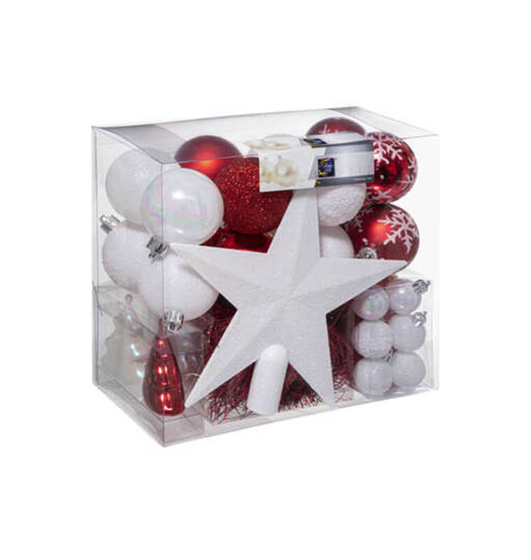 Coffret déco Noël blanc et rouge – Set de 44 |Boules de Noël |13 700 FCFA ,Dakar, Sénégal