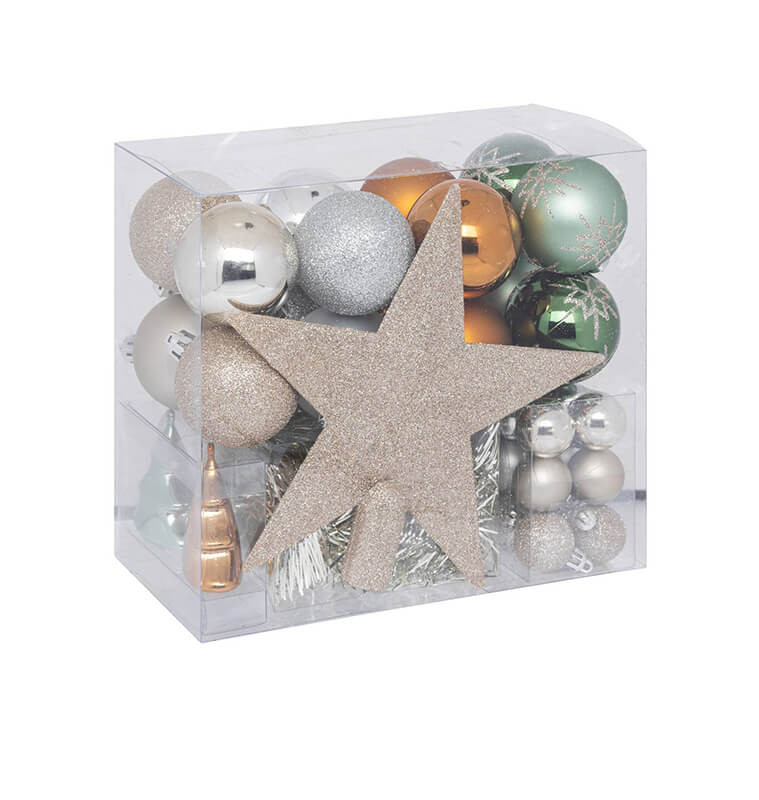 Coffret déco Noël vert et cuivré – Set de 44 |Boules de Noël |14 200 FCFA ,Dakar, Sénégal