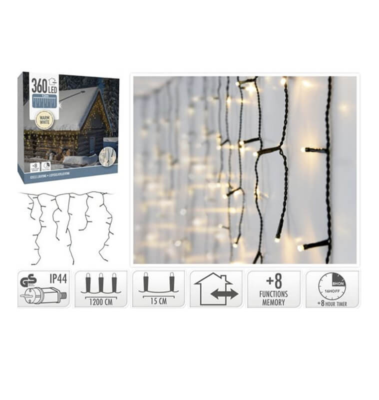 Rideau lumineux icicle 360 LED blanc froid 12 mètres |Luminaires de Noël |19 100 FCFA ,Dakar, Sénégal