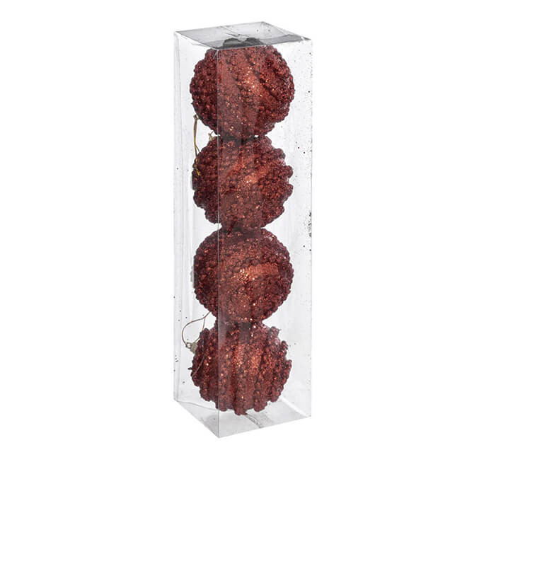 Boule de Noël rouge effet maille – Lot de 4 |Boules de Noël |4 600 FCFA ,Dakar, Sénégal