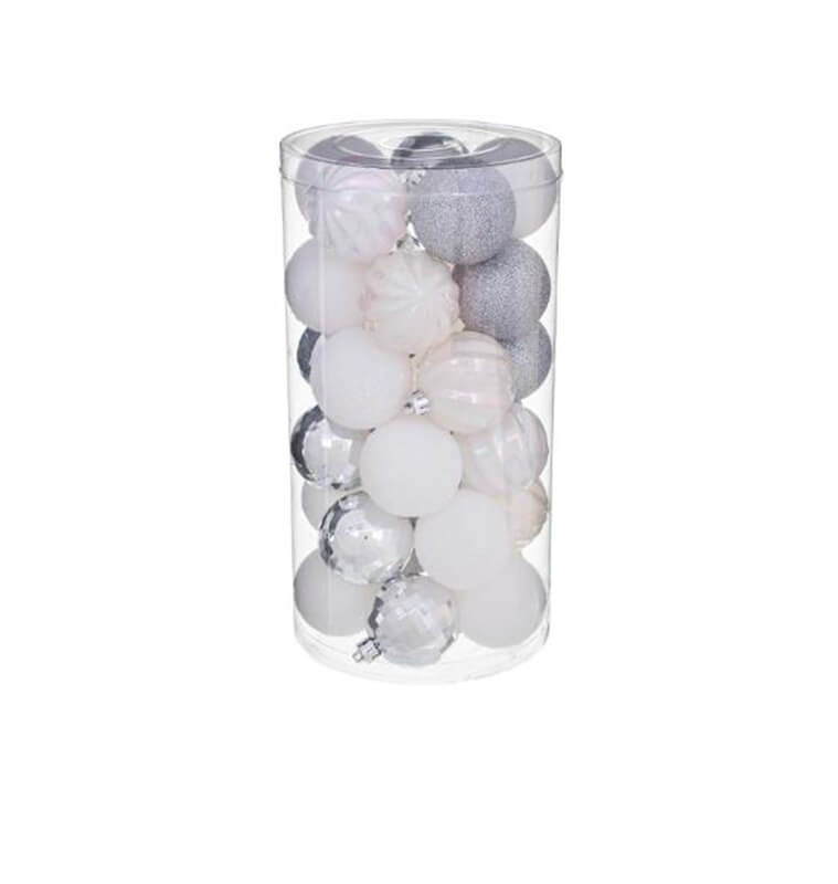 Boule de Noël 6cm argentée et blanche - Lot de 30 |Boules de Noël |13 700 CFA ,Dakar, Sénégal