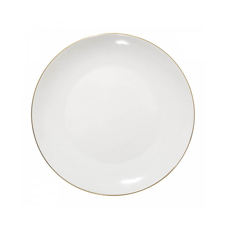 Assiette diner 27 cm en porcelaine blanche contour doré  | Assiettes & coffrets d'assiettes | 2 600 CFA , dakar, Sénégal