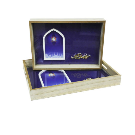 Plateau en verre et bois style oriental - Lot de 2 | Plateaux | 21 000 CFA , dakar, Sénégal