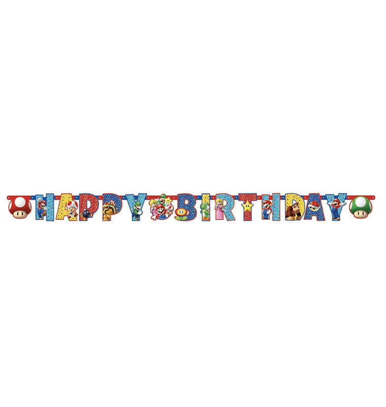 Bannière lettres "Happy birthday" en papier thème Super Mario, 190 X 15 cm | Accessoires party | 3 600 FCFA , dakar, Sénégal