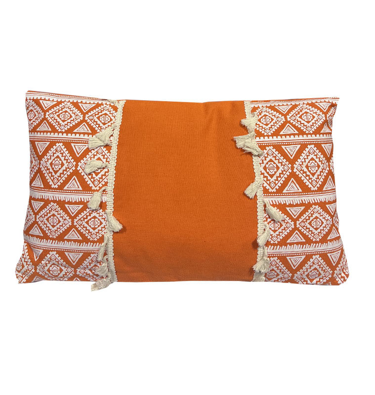 Coussin déco ethnique orange et blanc, 30x50 cm | Coussins déco , Dakar, Sénégal