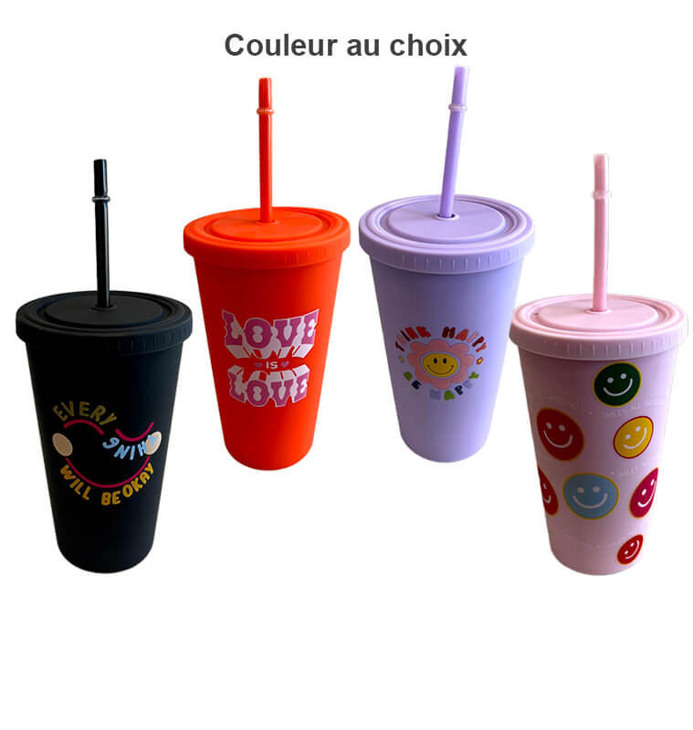 Mug en plastique à motif 450 ml avec paille.  | Distributeurs de boisson & mugs avec paille | 2 900 FCFA , dakar, Sénégal