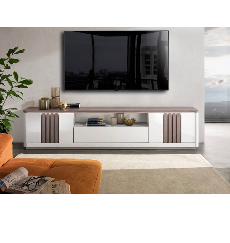 Meuble TV Pesaro imitation chêne gris et blanc, 250X55X40 cm | 535 000 FCFA , Dakar