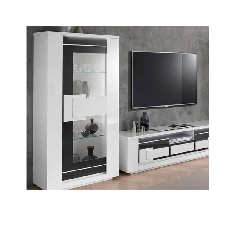 Vitrine BELLARIVA en bois blanc et gris anthracite, 70X160X46 cm | 410 000 FCFA , Dakar