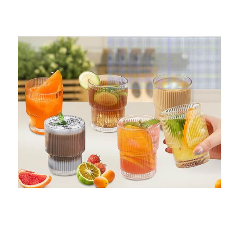 Verre bas de 190 ml en verre transparent strié- Lot de 6 | Verres & carafes | 3 500 FCFA , dakar, Sénégal