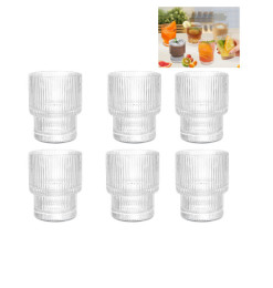 Verre bas de 190 ml en verre transparent strié- Lot de 6 | Verres & carafes | 3 500 FCFA , dakar, Sénégal