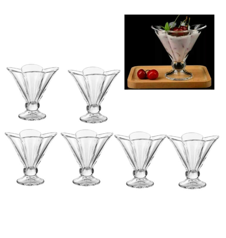 6 Coupes à Glace En Verre Transparent – 180 Ml – Lavables Au Lave-vaisselle – Design épuré Pour Desserts Et Apéritifs