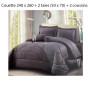 Couette 240 x 260 cm gris rayures en microfibre 105GSM Filling 200GS + 2 taies d'oreillers 50X70cm + 2 coussins 30X50 cm | Li...