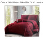 Couette 240x260 cm rouge bordeaux rayures microfibre 105GSM Filling 200GS + 2 taies d'oreillers 50X70cm + 2 coussins 30X50 cm...