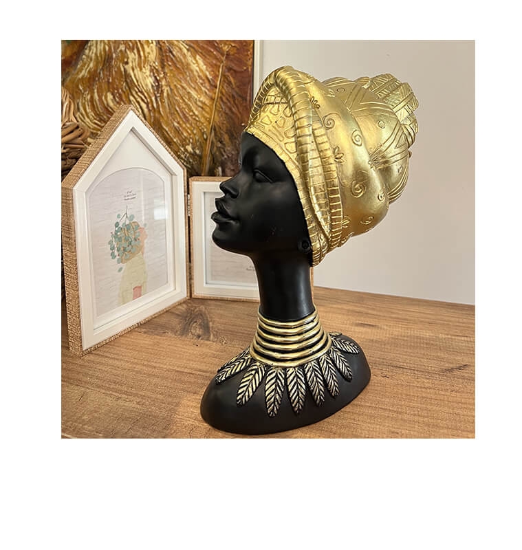 Statuette tête de femme africaine en noir et or, 26 cm | Statuettes , Dakar, Sénégal