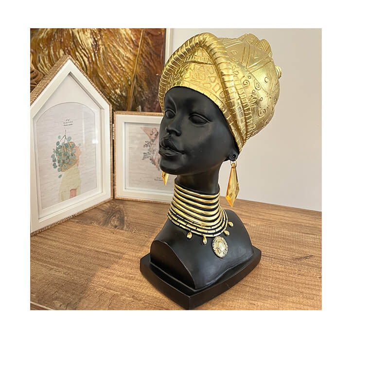 Statuette tête de femme africaine en noir et or, 26 cm | Statuettes , Dakar, Sénégal