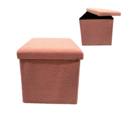 Coffre pouf rangement pliable rose en tissu bouclé, 38x38x37 cm | Boites de rangement & caissons | 15 000 FCFA , dakar, Sénégal