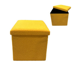 Coffre pouf rangement pliable en tissu bouclé jaune, 38x38x37 cm | Boites de rangement & caissons | 15 000 FCFA , dakar, Sénégal