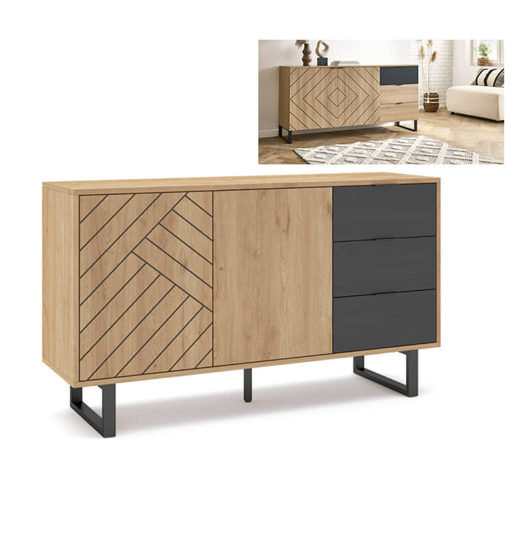 Buffet Madona en bois mélamine et pieds en métal, 180X40X80 cm | 310 000 FCFA , Dakar