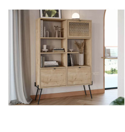 Étagère moderne en bois mélamine naturel et pieds en métal, 98.3X29.4X141 cm | 205 000 FCFA , Dakar