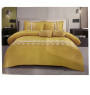 Couette 240x260 cm brodée jaune 85GSM Filling 200GSM + 2 taies d'oreillers 50X70cm + 2 coussins 30X50 cm | Linge de lit , Dak...