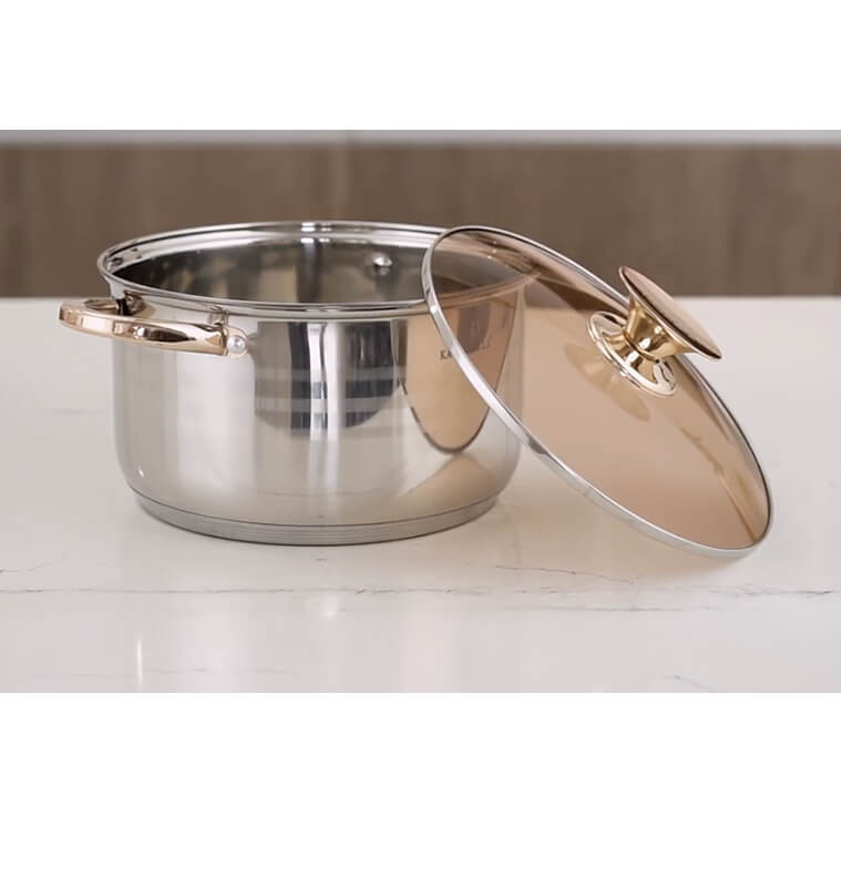 Casserole 16 cm en inox de haute qualité et couvercle en verre et doré | Casseroles & faitouts | 13 500 FCFA , dakar, Sénégal