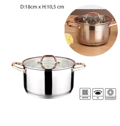 Casserole 18 cm en inox de haute qualité et couvercle en verre  | Casseroles & faitouts | 20 900 FCFA , dakar, Sénégal