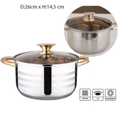 Casserole 26 en inox et couvercle en verre | Casseroles & faitouts | 23 800 FCFA , dakar, Sénégal