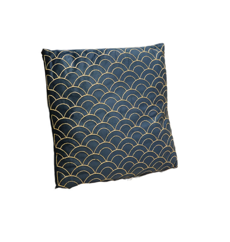 Coussin déco 45X45 cm velours bleu foncé à motif écailles | Coussins déco , Dakar, Sénégal