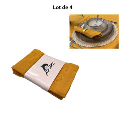 Set de 4 serviettes de table carrée en coton 100% jaune moutarde, 40x40 cm | Nappes & serviettes de table | 3 500 CFA , dakar...