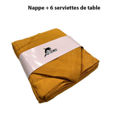 Nappe de table 150x250 cm + 6 serviettes de table 40x40 cm jaune moutarde en coton 100%  | Nappes & serviettes de table | 16 ...