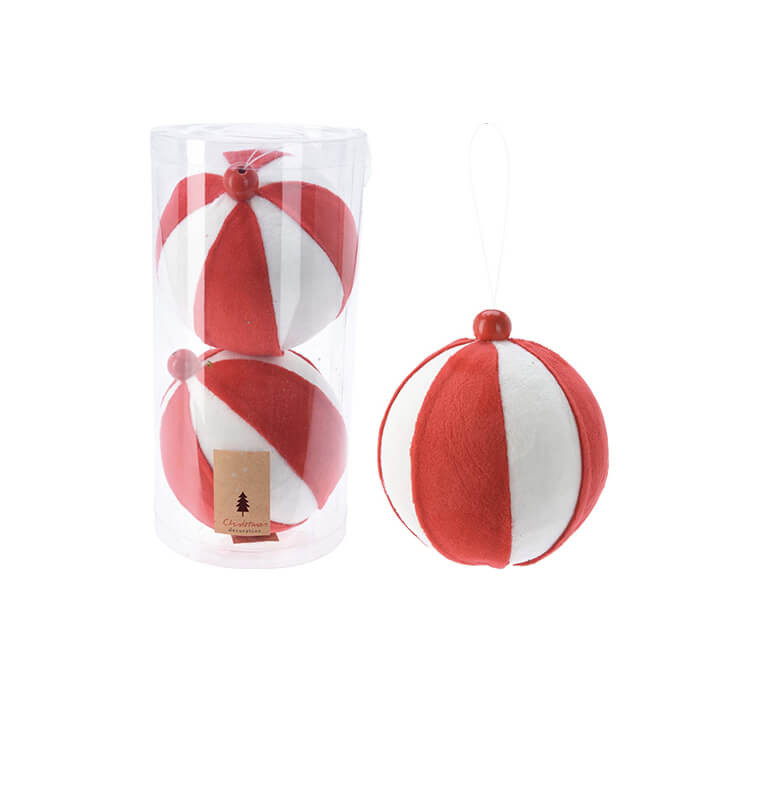 Boule de Noël rouge et blanc 12 cm - Lot de 2 |Boules de Noël |5 700 FCFA ,Dakar, Sénégal