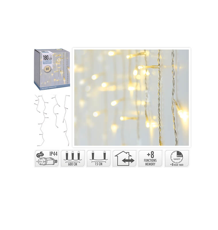 Guirlande rideau lumineux extérieur 180 LED blanc chaud sur 6 mètres |Luminaires de Noël |10 900 FCFA ,Dakar, Sénégal