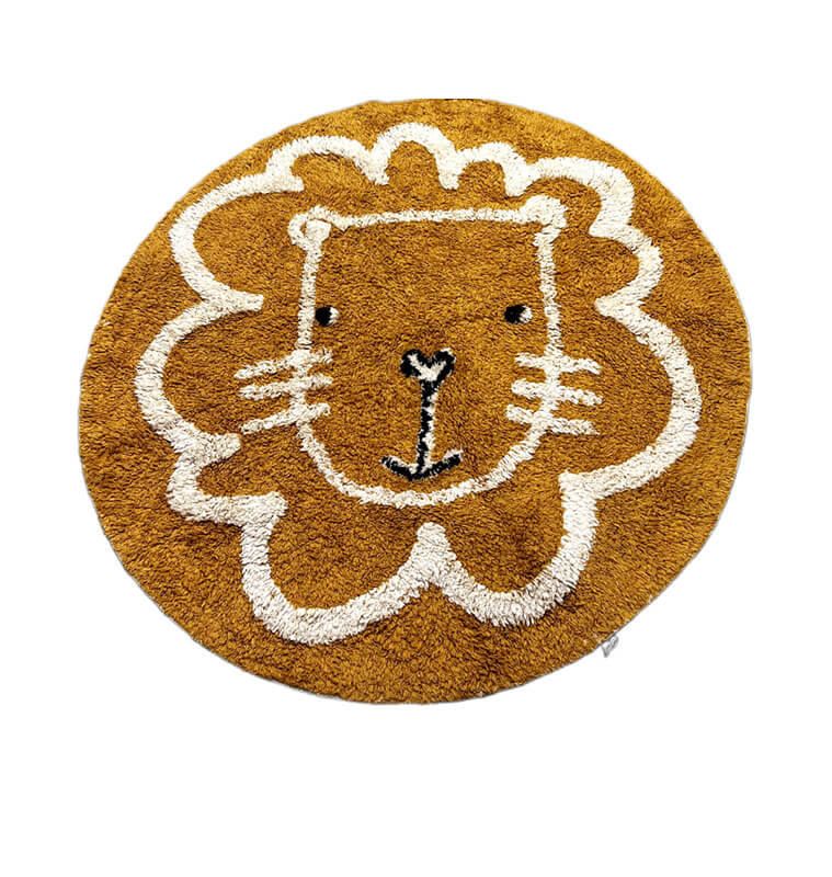 Tapis déco pour enfant forme 3D tête de lion en 90% coton et 10 % viscose, D:100 cm | Décoration chambre enfant | 23 000 FCFA...