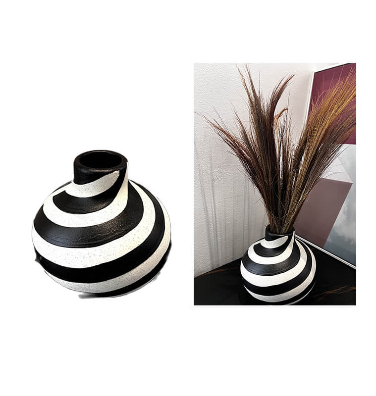 Vase déco design en céramique blanc et noir, D21.5X19 cm | Vases déco , Dakar, Sénégal