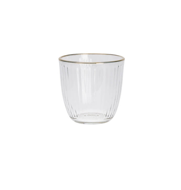 Verre 295 ml en verre cannelé transparent et bord doré | Verres & carafes | 2 300 FCFA , dakar, Sénégal