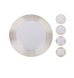 Assiette de présentation blanche et dorée en plastique, 33 cm | Assiettes de presentation | 2 900 CFA , dakar, Sénégal