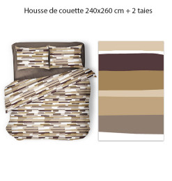 Housse de couette 240x260 cm + 2 taies en 100% percale coton 70 fils moutarde et marron | Linge de lit , Dakar, Sénégal