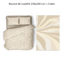 Housse de couette 240x260 cm en 100% percale coton 70 fils beige à motif fleurs+ 2 taies | Linge de lit , Dakar, Sénégal